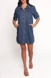 Petal And Pup Petal & Pup Fleming Denim Mini Shirtdress In Blue