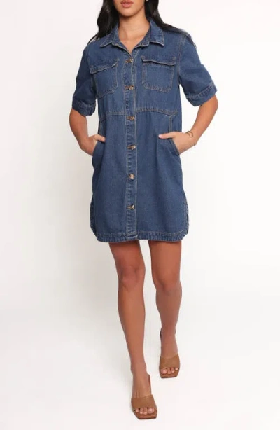 Petal And Pup Petal & Pup Fleming Denim Mini Shirtdress In Blue