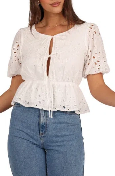 Petal And Pup Petal & Pup Flora Eyelet Peplum Top In White