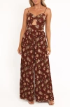 Petal And Pup Petal & Pup Floral Wide Leg Jumpsuit In Brown
