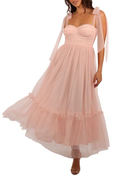 Petal And Pup Petal & Pup Floret Bow Strap Midi Sundress In Light/pastel Pink