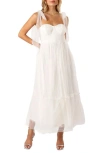 Petal And Pup Petal & Pup Floret Bow Strap Sweetheart Neck Maxi Dress In White