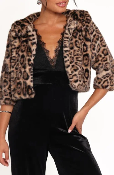 Petal And Pup Petal & Pup Florian Faux Fur Crop Jacket In Animal Print