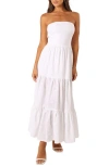 Petal And Pup Petal & Pup Florina Strapless Tiered Maxi Sundress In White