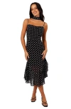 Petal And Pup Petal & Pup Francesca Dot Midi Dress & Scarf In Black