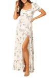 Petal And Pup Petal & Pup Franklin Floral Puff Sleeve Maxi Dress In Neutral