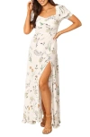 Petal And Pup Petal & Pup Franklin Floral Puff Sleeve Maxi Dress In Neutral