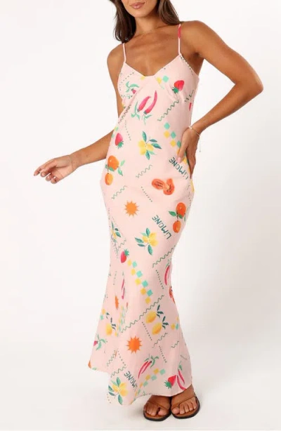 Petal And Pup Petal & Pup Frutti Satin Maxi Slipdress In Multi