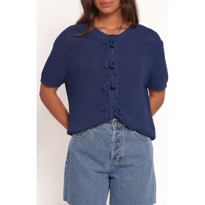 Petal And Pup Petal & Pup Gemma Bow Accent Short Sleeve Cardigan In Multi