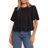 Petal And Pup Petal & Pup Geneva Pleated Cotton Top In Black
