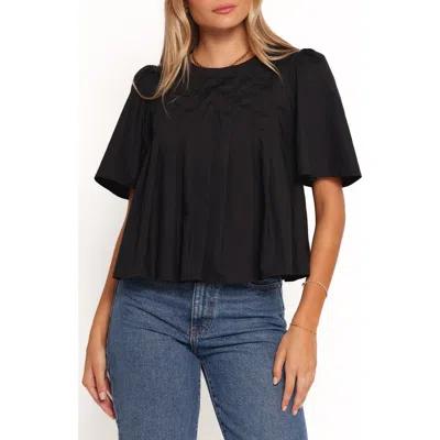 Petal And Pup Petal & Pup Geneva Pleated Cotton Top In Black