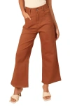 Petal And Pup Petal & Pup Georgette High Waist Bootcut Pants In Brown