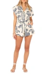 Petal And Pup Petal & Pup Georgina Cotton & Linen Romper In Blue