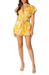 Petal And Pup Petal & Pup Georgina Cotton & Linen Romper In Yellow
