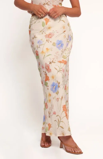 Petal And Pup Petal & Pup Giarda Floral Print Crinkle Maxi Skirt In Neutral