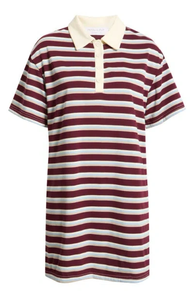 Petal And Pup Petal & Pup Gordie Stripe Polo Dress In Burgundy
