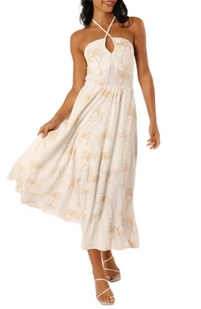 Petal And Pup Petal & Pup Granger Palm Print Halter Dress In White