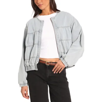 Petal And Pup Petal & Pup Gretal Denim Bomber Jacket In Gray