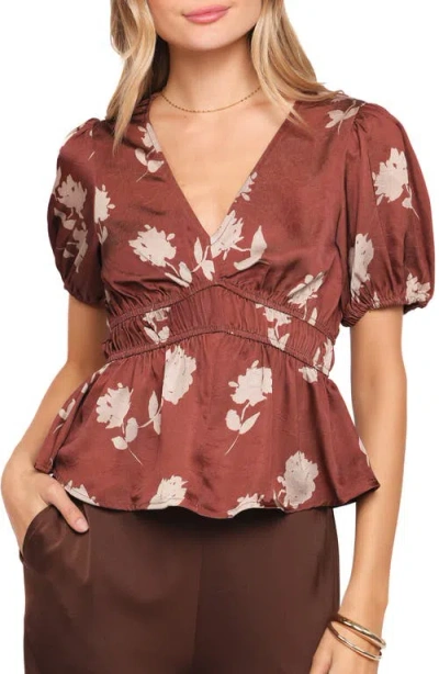 Petal And Pup Petal & Pup Griffin Floral Peplum Blouse In Brown