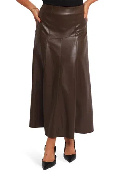 Petal And Pup Petal & Pup Haelee Faux Leather Maxi Skirt In Brown