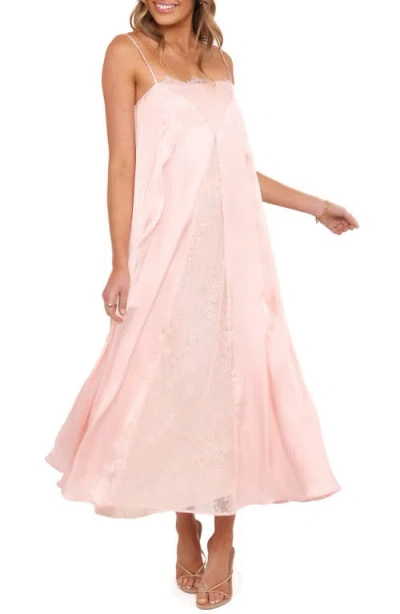 Petal And Pup Petal & Pup Halsey Satin & Lace Slipdress In Pink