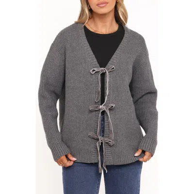 Petal And Pup Petal & Pup Hammond Tie Front Cardigan In Gray