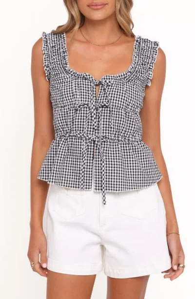 Petal And Pup Petal & Pup Harper Gingham Tie Front Tank In Black