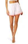 Petal And Pup Petal & Pup Harry Rickrack Trim Cotton & Linen Drawstring Shorts In White