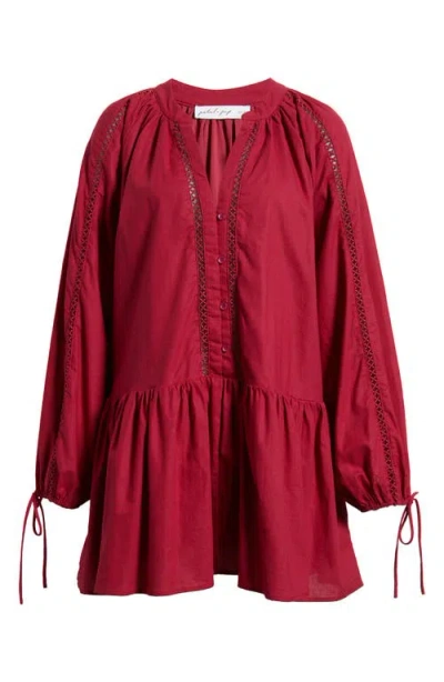 Petal And Pup Petal & Pup Hart Long Sleeve Cotton & Linen Minidress In Red