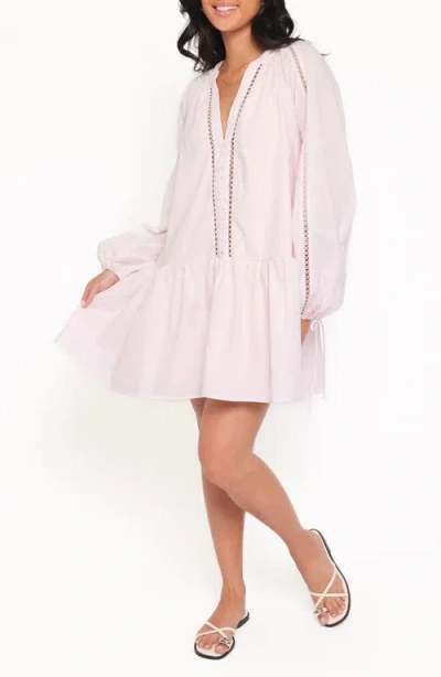 Petal And Pup Petal & Pup Hart Long Sleeve Cotton & Linen Minidress In Pink