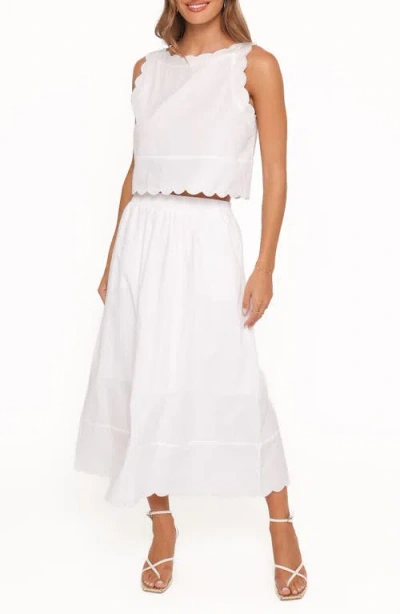 Petal And Pup Petal & Pup Heather Cotton Maxi Skirt Set In White