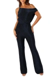 Petal And Pup Petal & Pup Heather Sparkle One-shoulder Jumpsuit In Black
