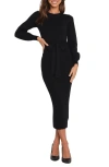 Petal And Pup Petal & Pup Helena Belted Long Sleeve Sweater Dress In Black