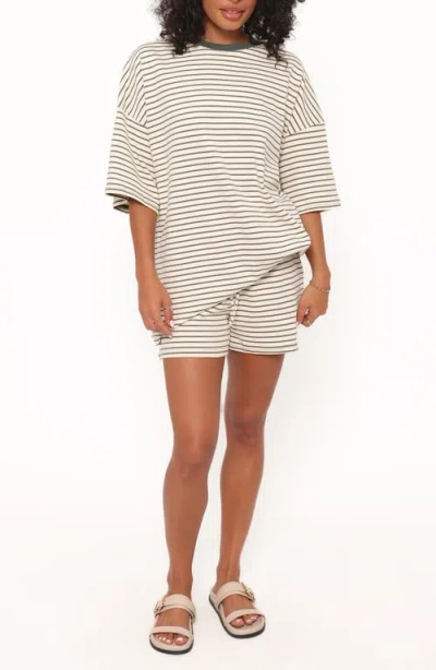 Petal And Pup Petal & Pup Hellen Stripe Knit Cotton Top & Shorts Set In White