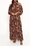 Petal And Pup Petal & Pup Hillary Floral Cold Shoulder Long Sleeve Maxi Dress In Multi