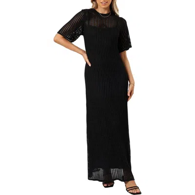 Petal And Pup Petal & Pup Hollie Open Stitch Maxi Dress In Black