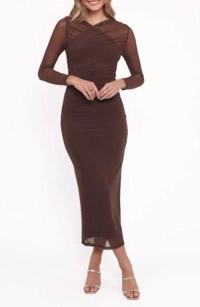 Petal And Pup Petal & Pup Honor Long Sleeve Mesh Dress In Brown