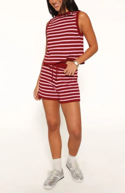 Petal And Pup Petal & Pup Ilona Stripe Knit Tank & Shorts Set In Red