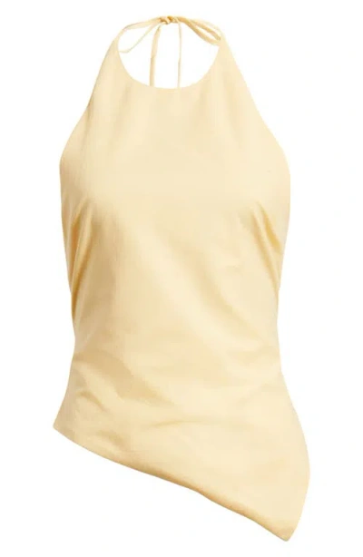 Petal And Pup Petal & Pup Ilyana Asymmetric Cotton & Linen Halter Top In Yellow