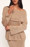 Petal And Pup Petal & Pup Indya Off The Shoulder Sweater In Brown
