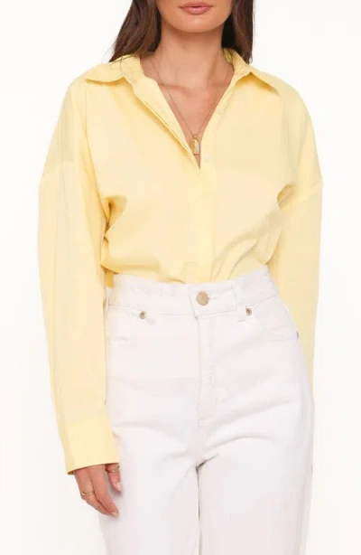 Petal And Pup Petal & Pup Inez Scallop Back Detail Cotton Button-up Shirt In Yellow