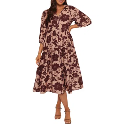 Petal And Pup Petal & Pup Isaac Floral Midi Shirtdress In Brown
