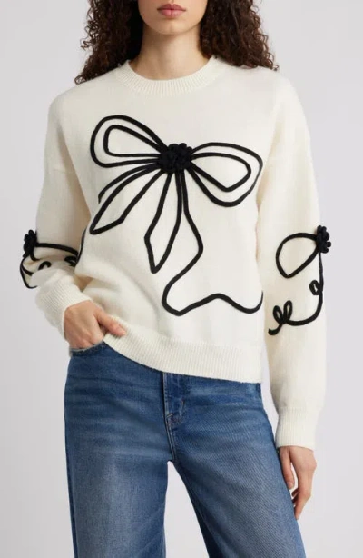 Petal And Pup Petal & Pup Isiora 3d Embroidered Bow Sweater In White