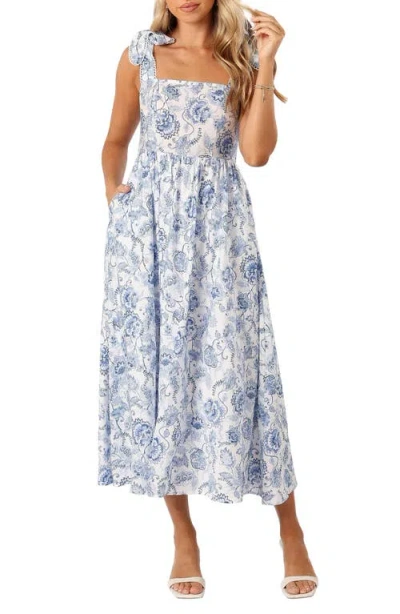 Petal And Pup Petal & Pup Janie Midi Sundress In Blue Floral