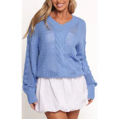 Petal And Pup Petal & Pup Janie Mixed Open Stitch Sweater In Blue