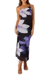 Petal And Pup Petal & Pup Jasmine Asymmetric Neck Ruched Maxi Dress In Blue