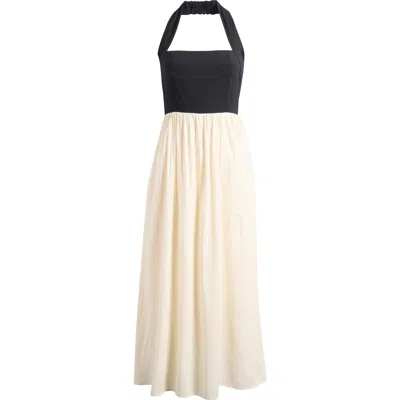 Petal And Pup Petal & Pup Jayden Halter Neck Maxi Dress In Neutral