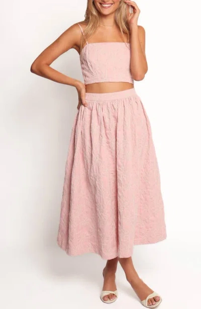 Petal And Pup Petal & Pup Jazara Floral Embroidered Crop Camisole & Midi Skirt Set In Pink