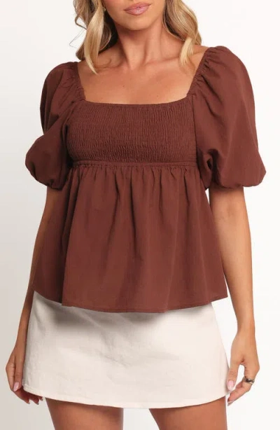 Petal And Pup Petal & Pup Jemima Puff Sleeve Smocked Cotton Babydoll Top In Multi