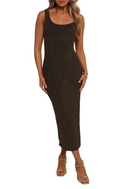 Petal And Pup Petal & Pup Jemma Metallic Sleeveless Rib Maxi Dress In Black